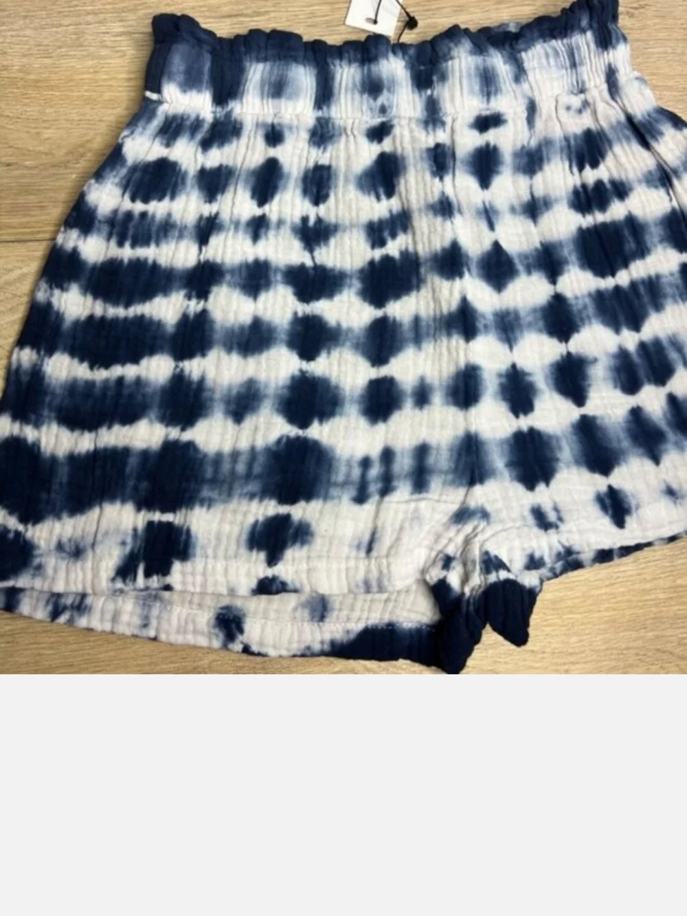 BB Dakota Blue White Tie Dye Shorts Small Elastic Waist Boho Summer NWT